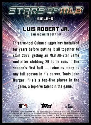 Luis Robert Jr. 2024 Topps Stars of MLB #SMLB-6 Chicago White Sox - Baseball Card Single