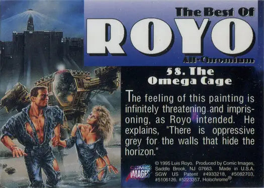 Trading card featuring Luis Royo artwork from The Omega Cage chromium base card