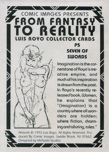 Sketch of a nude male figure in contemplation from Luis Royo Prism Chase Card P5