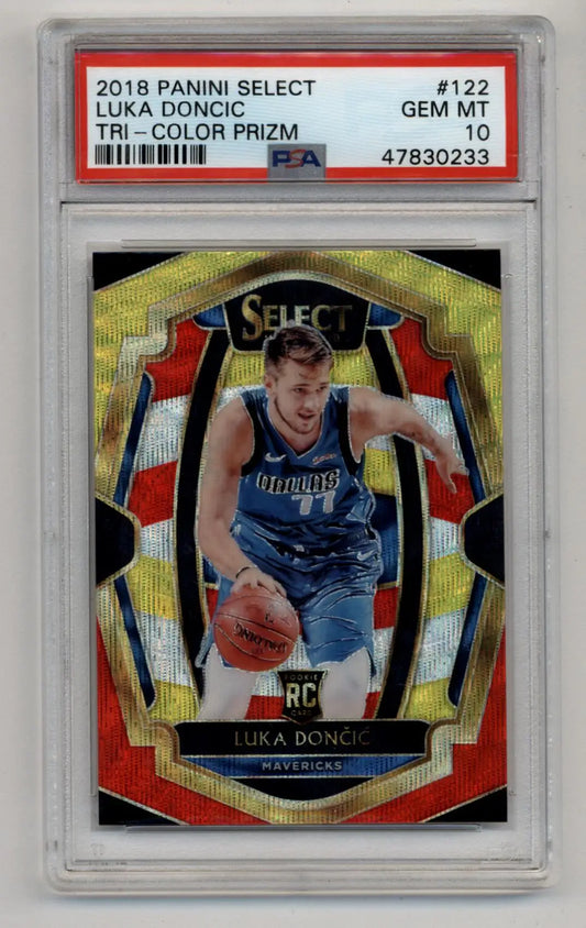 Luka Doncic 2018-19 Select Tri-Color Prizm #122 PSA 10 Gem Mint - Basketball Card Single