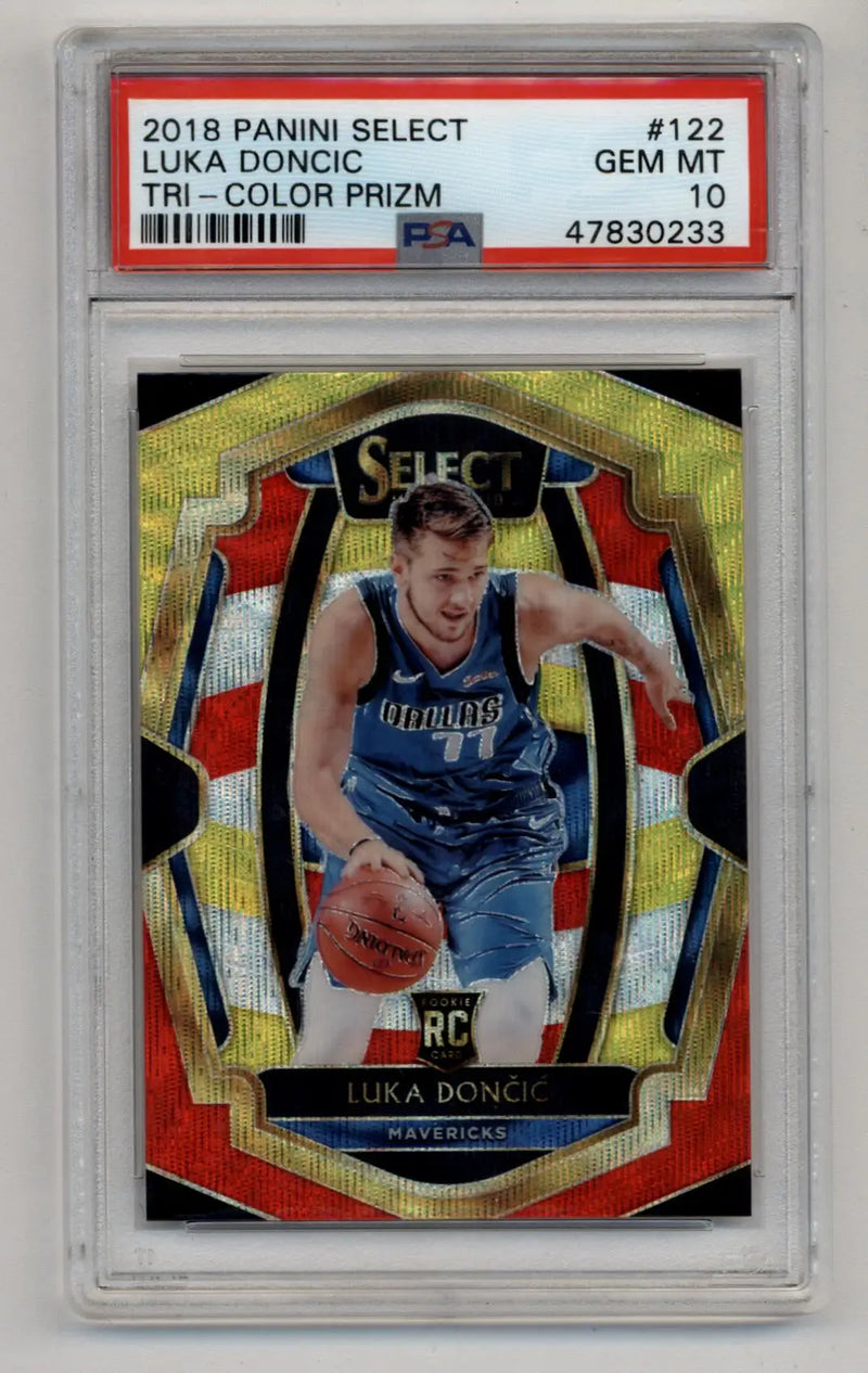 Luka Doncic 2018-19 Select Tri-Color Prizm #122 PSA 10 Gem Mint - Basketball Card Single