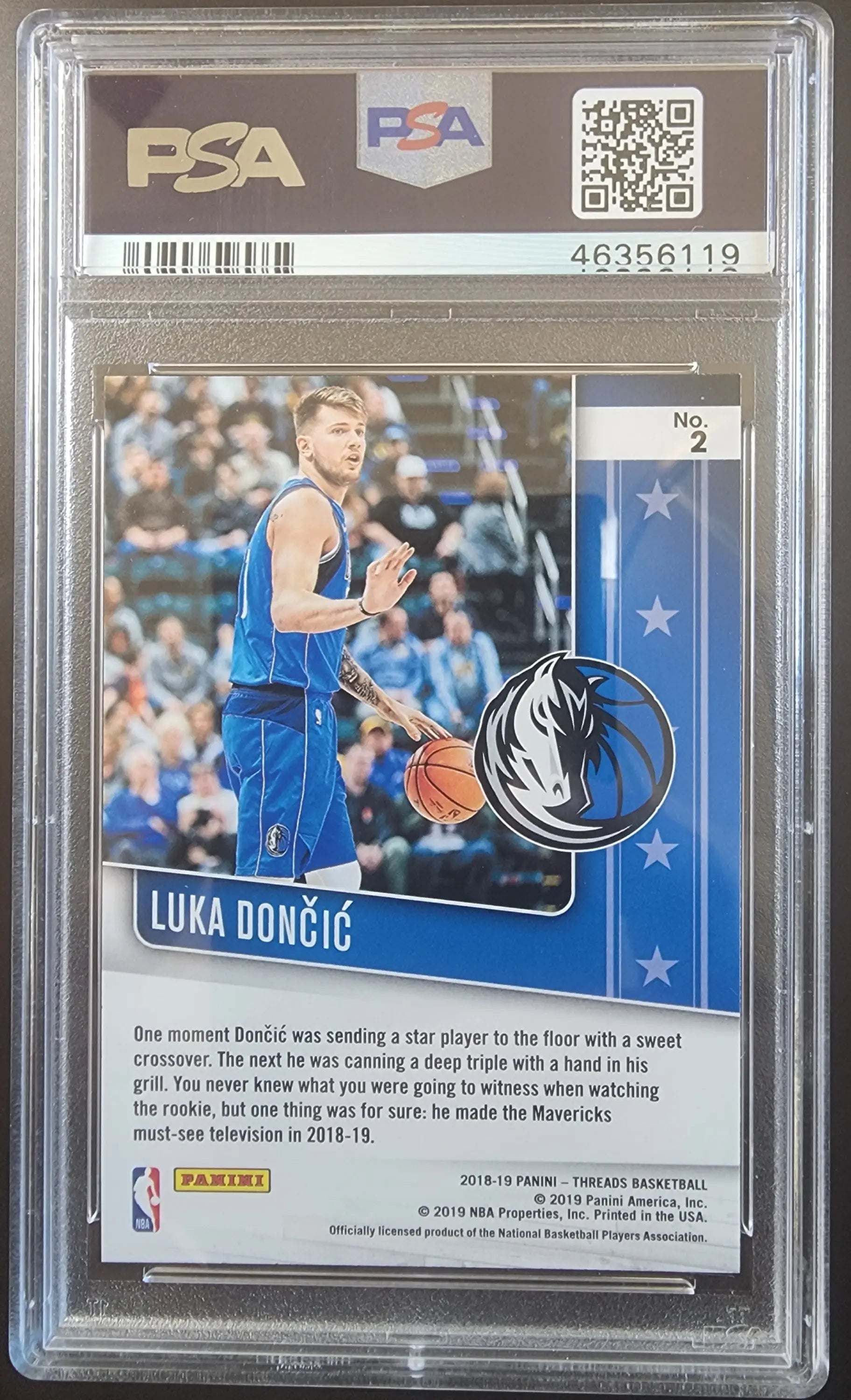 Graded Luka Dončić 2018 Panini Threads Floor Generals trading card PSA 10 gem mint