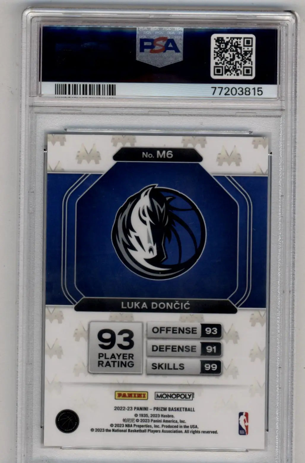 Luka Doncic 2022-23 Prizm Monopoly Money Black PSA 10 Gem Mint - Basketball Card Single