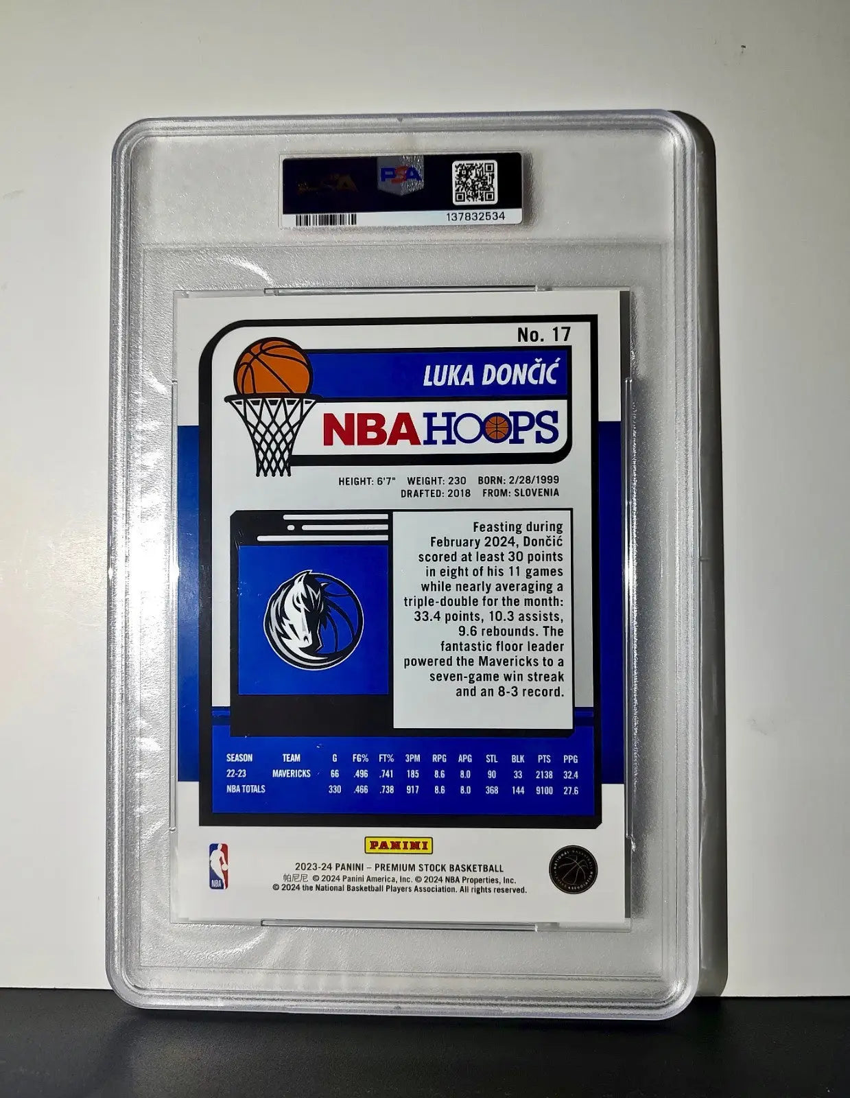 Luka Doncic 2023 Panini Premium Stock NBA Hoops #17 Jumbo PSA 10 Gem Mint - Basketball Card Single