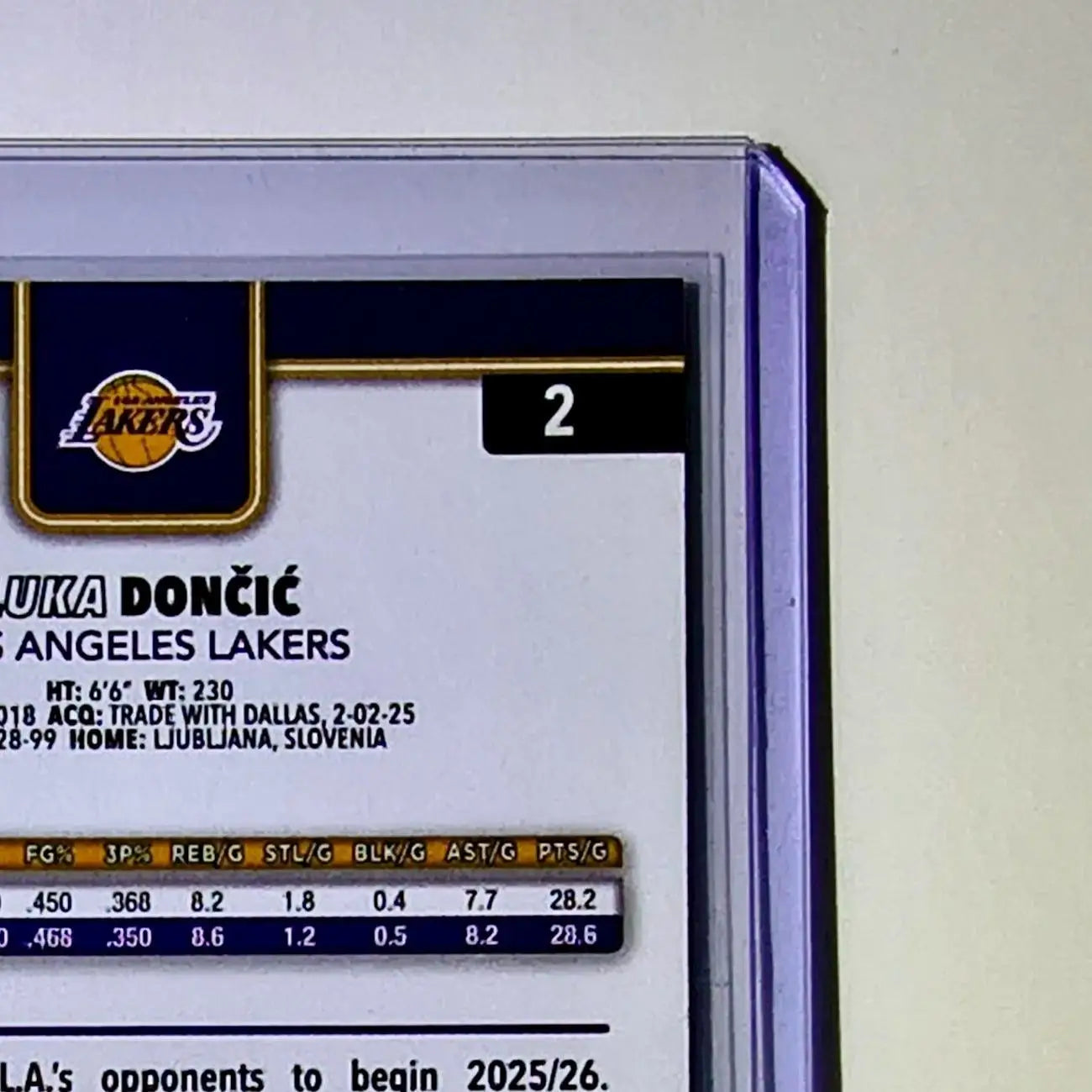 Luka Dončić 2025-26 NBA Topps Chrome Update #2 Card Los Angeles Lakers - Basketball Card Single