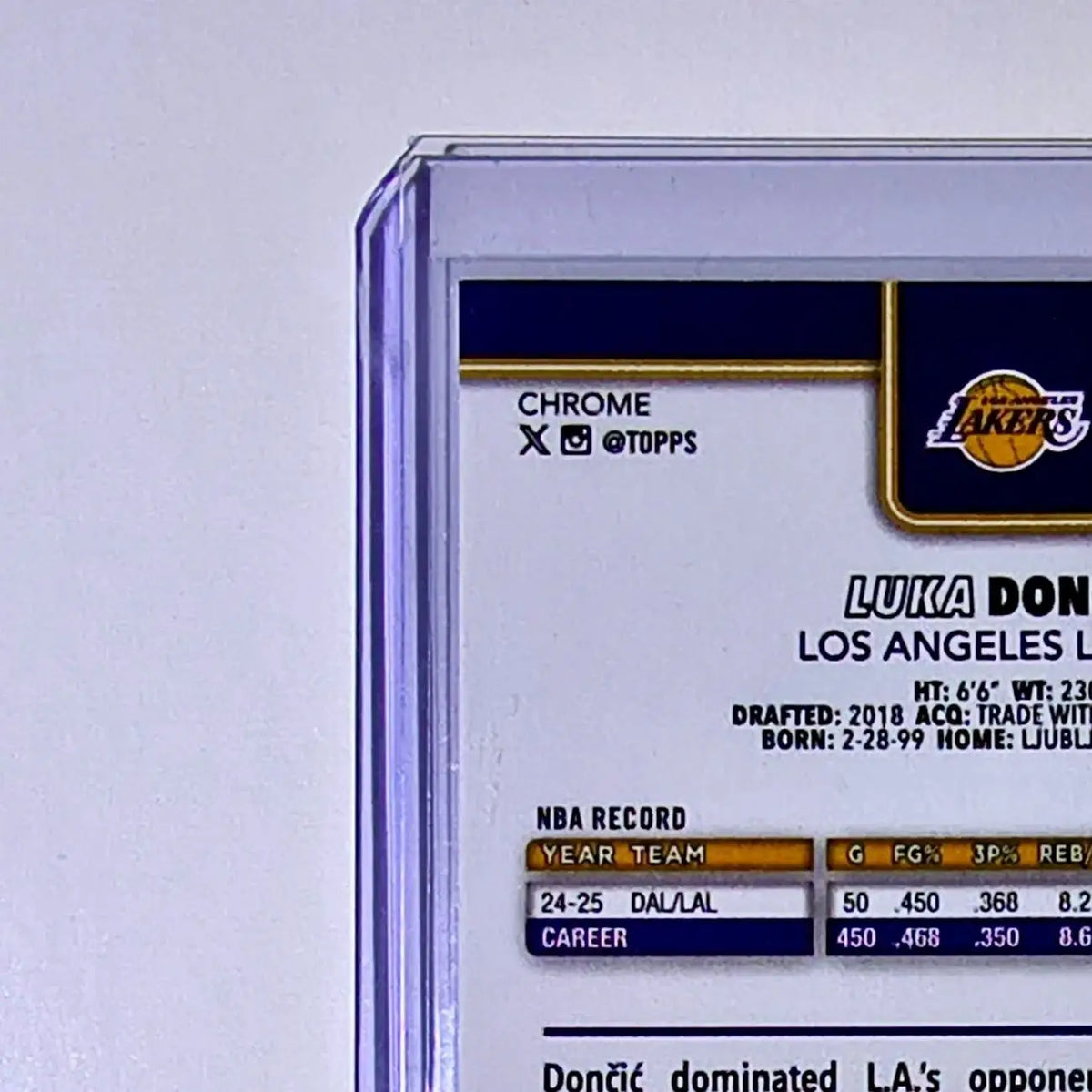 Luka Dončić 2025-26 NBA Topps Chrome Update #2 Card Los Angeles Lakers - Basketball Card Single