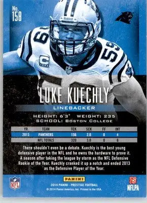 Luke Kuechly - 2014 Panini Prestige - #158 - Football - Football Card Single