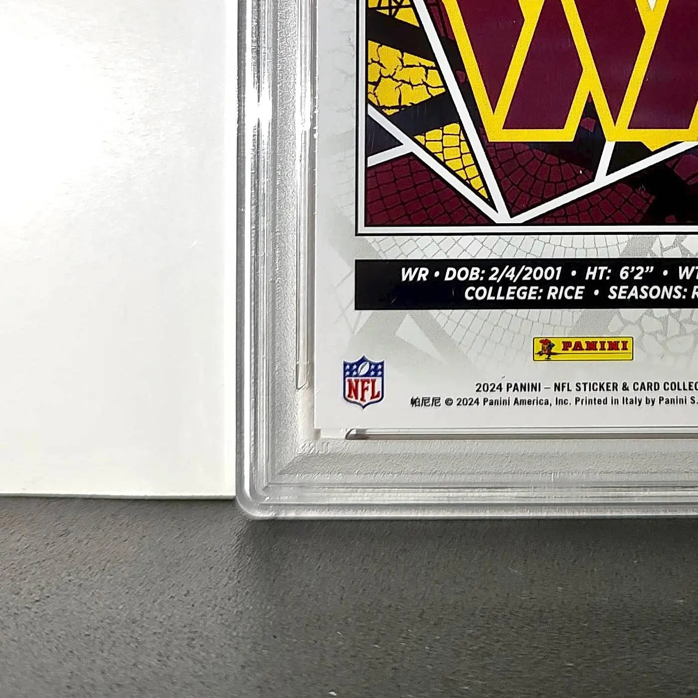Luke McCaffrey 2024 Panini Sticker Collection 239/299 #99 Rookie Red Foil PSA 8 - Football Card Single