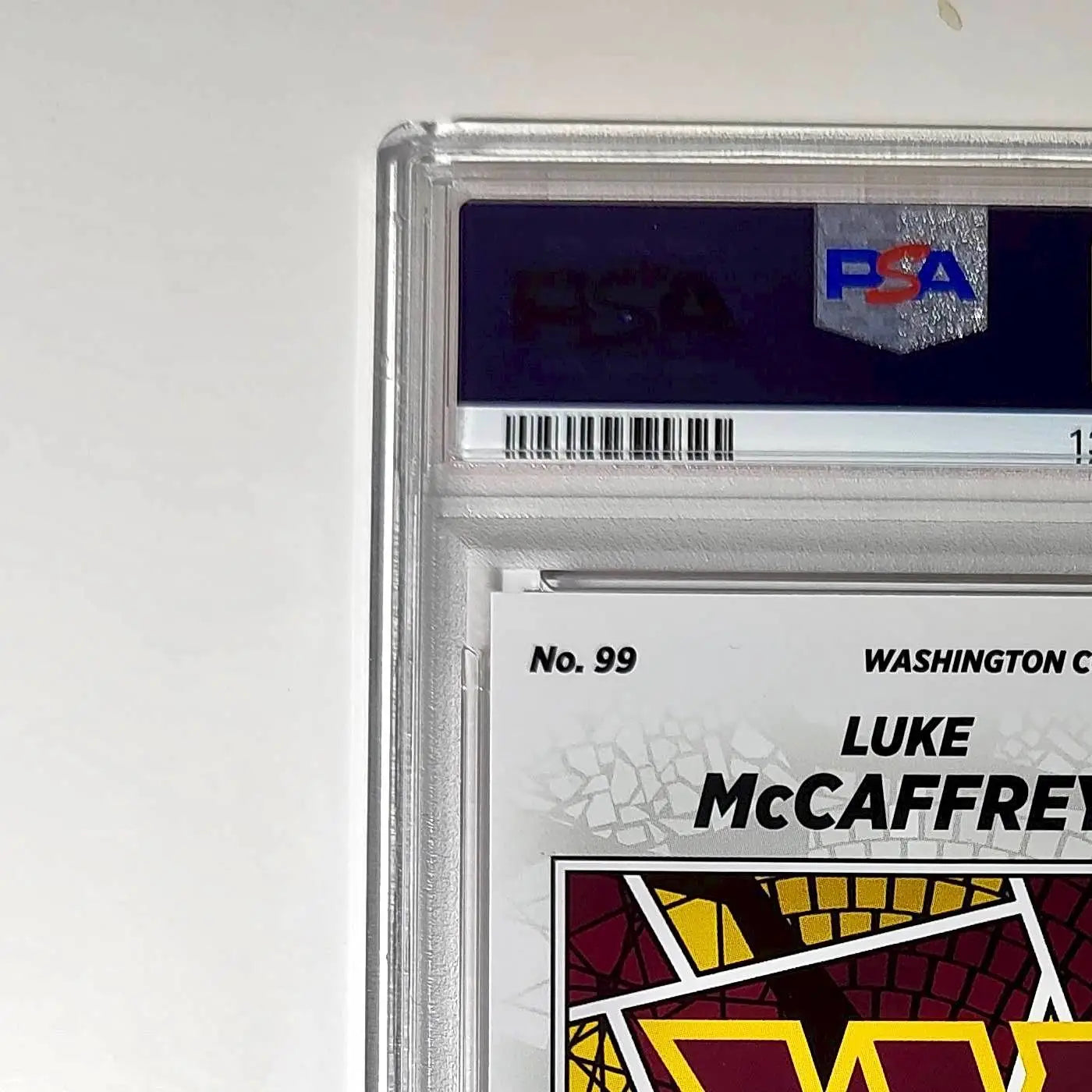 Luke McCaffrey 2024 Panini Sticker Collection 239/299 #99 Rookie Red Foil PSA 8 - Football Card Single