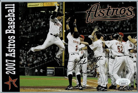 Signed Luke Scott trading card featuring the Houston Astros 2007 schedule