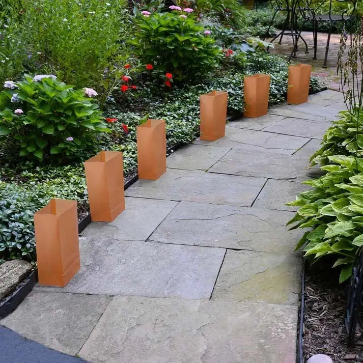 LumaBase Plastic Luminaria Bags Tan - Set of 12 One Size - landscape Luminary - General Merchandise