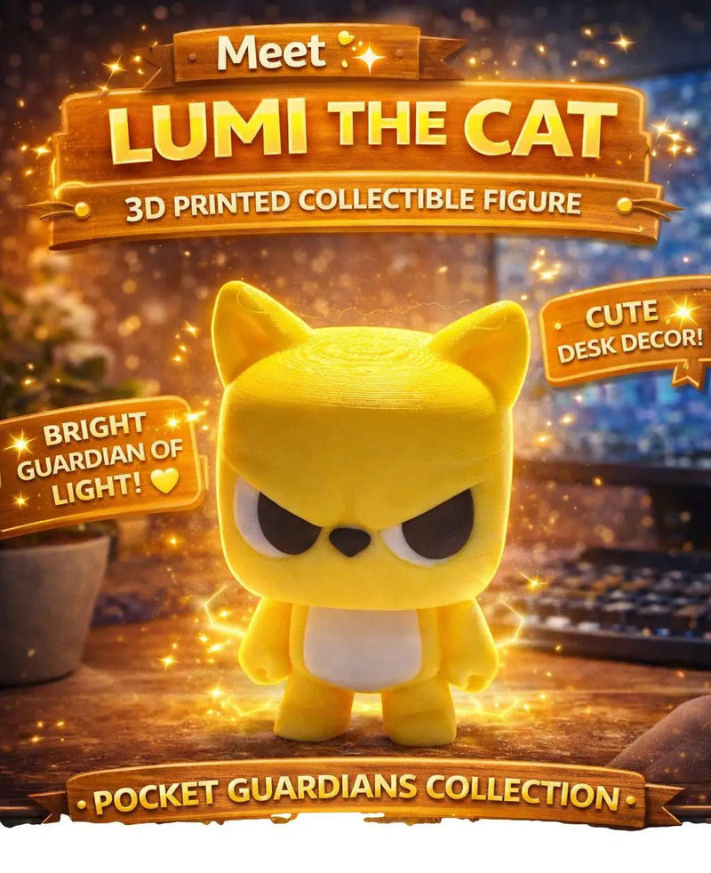 Lumi the Cat Figurine Yellow Cute Kawaii 3D Printed Animal Toy Gift - Collectibles