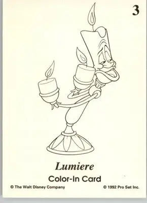 Lumiere / Feather Duster - 1992 Pro Set Beauty and the Beast #C3 Color in Cards - Entertainment Card Single