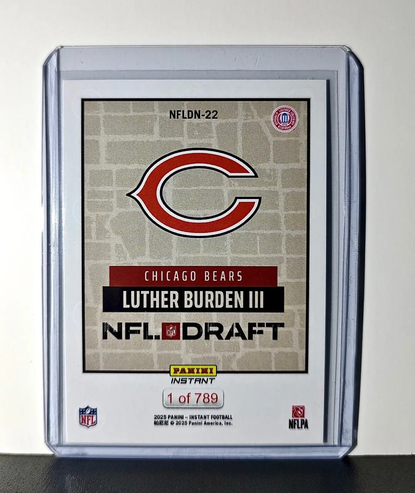 Luther Burden III Rookie 2025 NFL Draft #22 Football Card Chicago Bears 1 of 789 - Football Card Single