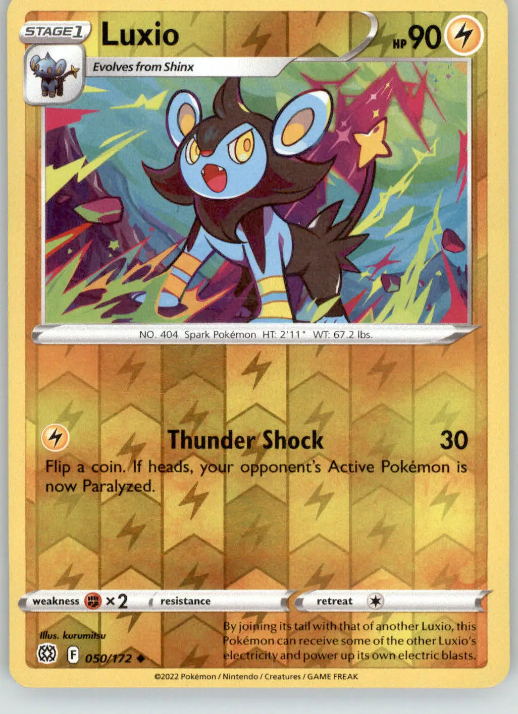Luxio - Brilliant Stars - 050/172 - Reverse Holo LP Pokemon - Pokémon Card Single