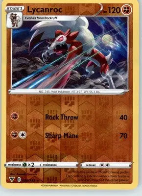 Lycanroc - SWSH04: Vivid Voltage - 095/185 - Reverse Holo LP - Pokémon Card Single