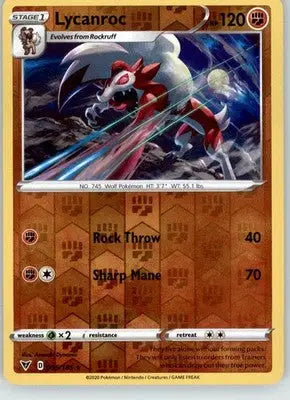 Lycanroc - Vivid Voltage - 095/185 - Reverse Holo LP Pokemon - Pokémon Card Single
