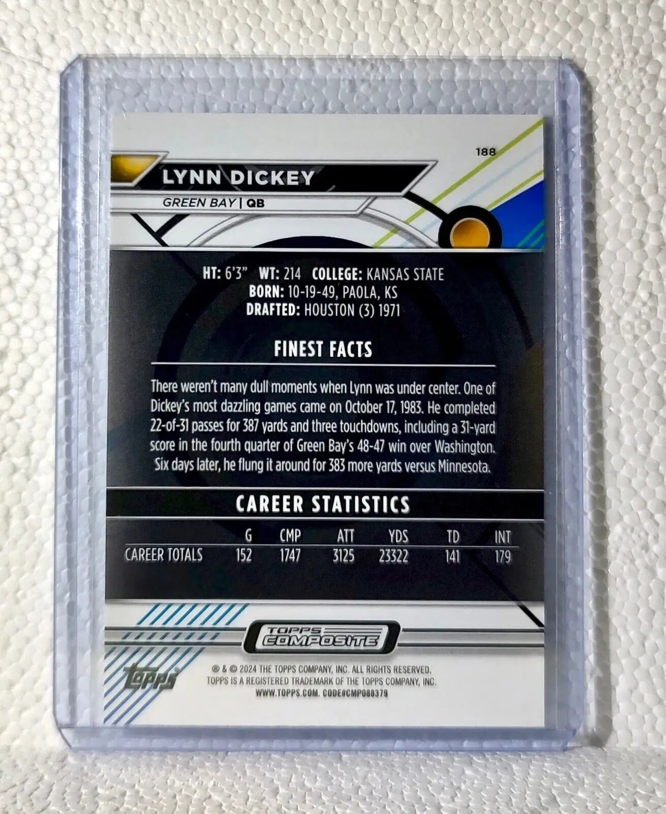 Lynn Dickey 2023 Topps Finest NFL #188 Composite Football Card Green Bay Packers
