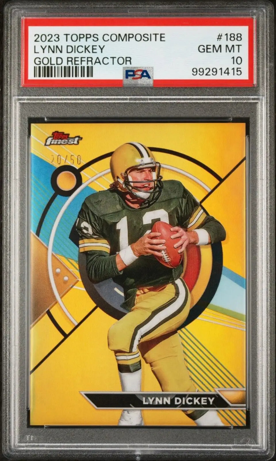 Lynn Dickey 2023 Topps Finest NFL #188 Gold Refractor 20/50 Card PSA 10 Gem Mint - Football Card Single