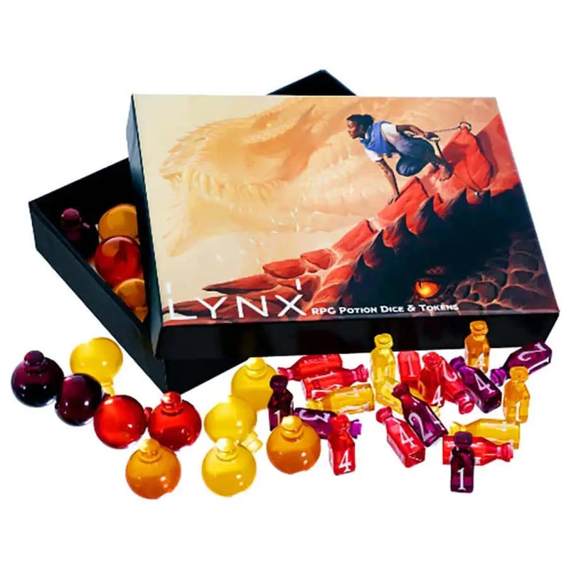 RPG Potion Dice and Tokens Set featuring Healing Potion and Potion Tokens for tabletop games