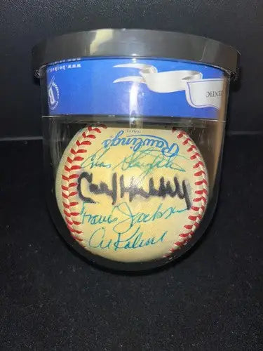 Lyons Hubbell Roush Berra Multi SIGNED Auto Ball BASEBALL HOF Beckett 16 Sigs - Sports Memorabilia