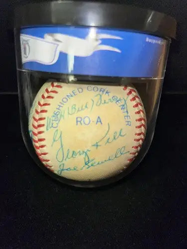 Lyons Hubbell Roush Berra Multi SIGNED Auto Ball BASEBALL HOF Beckett 16 Sigs - Sports Memorabilia