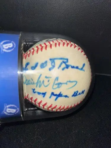 Lyons Hubbell Roush Berra Multi SIGNED Auto Ball BASEBALL HOF Beckett 16 Sigs - Sports Memorabilia
