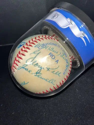 Lyons Hubbell Roush Berra Multi SIGNED Auto Ball BASEBALL HOF Beckett 16 Sigs - Sports Memorabilia