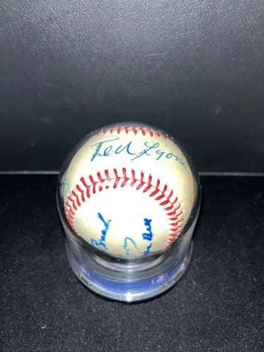 Lyons Hubbell Roush Berra Multi SIGNED Auto Ball BASEBALL HOF Beckett 16 Sigs - Sports Memorabilia