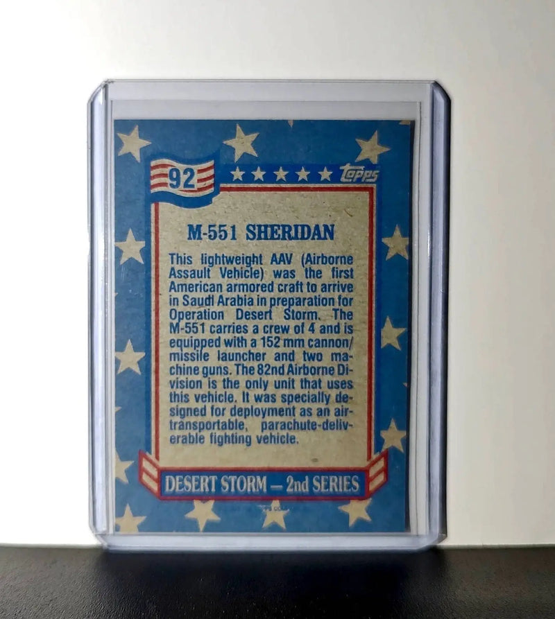M-551 Sheridan 1991 Topps Desert Storm #92 Card