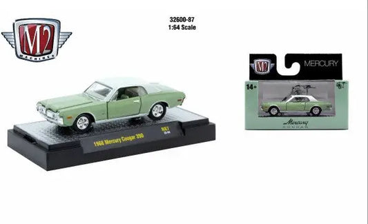 Green 1968 Mercury Cougar toy car from Detroit Muscle R87 series