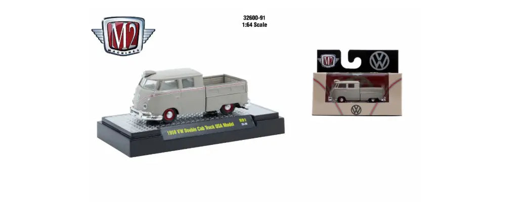 M2 Machines 1:64 Detroit Muscle R91 1959 VW Double Cab Truck USA Model - Other
