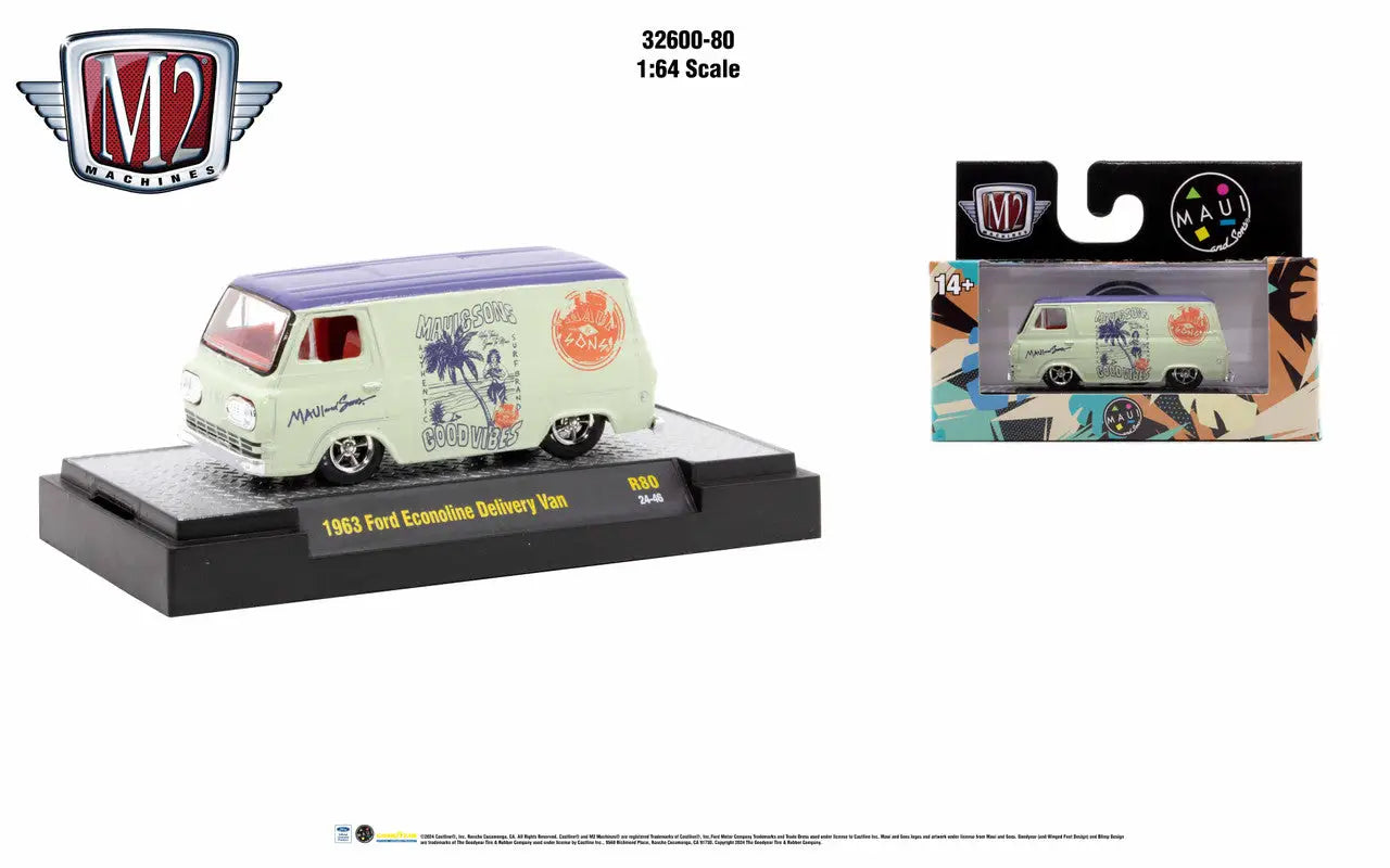 Mint green vintage Volkswagen delivery van on stand from M2 Machines Detroit Muscle Release