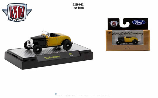 Yellow and black 1932 Ford Roadster die-cast model from M2 Machines Detroit Muscle Release