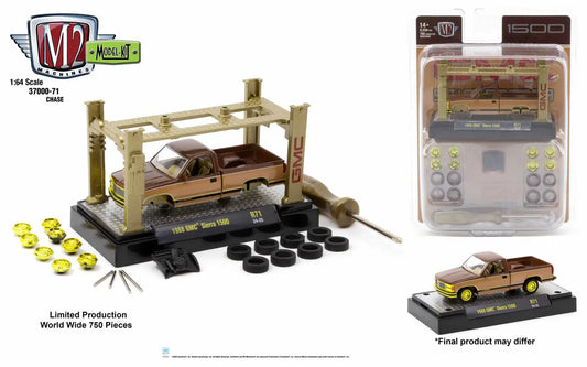 Model Kit Release showcasing a copper-colored 1988 GMC Sierra 1500 on display rack