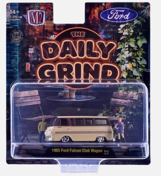 Collectible Ford Falcon Club Wagon with two figurines from M2 Machines Club Wagon Daily Grind series