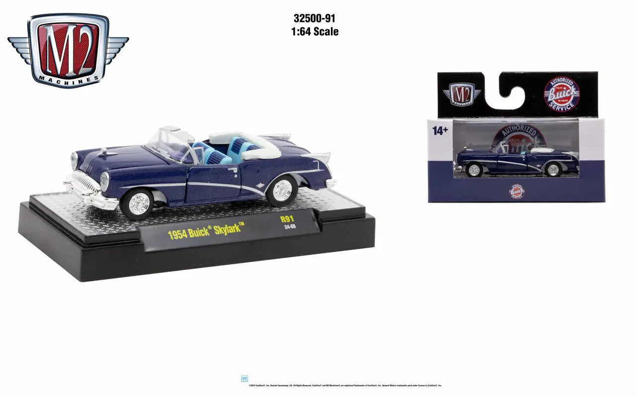 Dark blue 1954 Buick Skylark convertible die-cast model from M2 Machines Auto Authentic