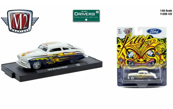Diecast 1949 Mercury Custom from M2 Machines Auto-Drivers, perfect for collectors and trading cards