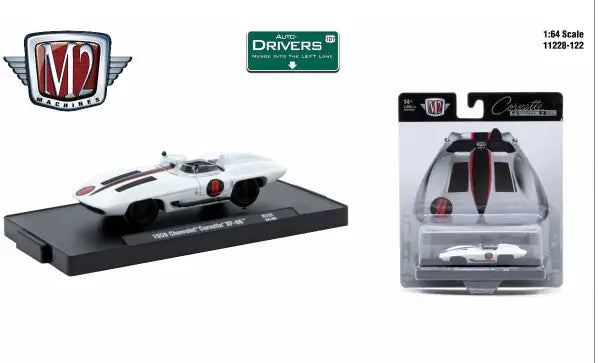 White 1962 Chevrolet Corvette toy car from M2 Machines Auto-Drivers collectible series
