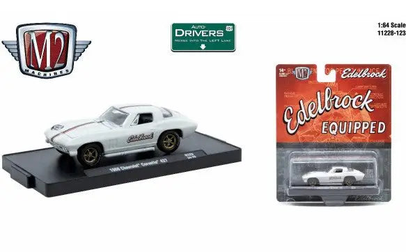 White 1966 Chevrolet Corvette toy car from M2 Machines Auto-Drivers 1:64 R123 series