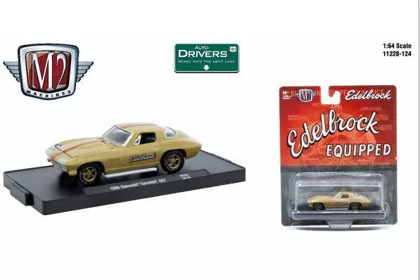 Gold 1966 Chevrolet Corvette toy car from M2 Machines Auto-Drivers 1:64 R124