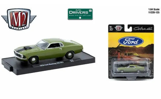Green 1970 Ford Mustang diecast car from M2 Machines Auto-Drivers 1:64 series