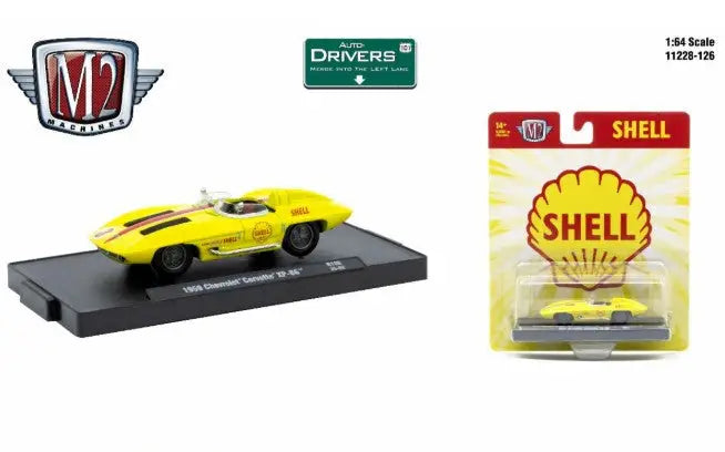 Yellow 1963 Chevrolet Corvette Grand Sport die-cast model by M2 Machines Auto