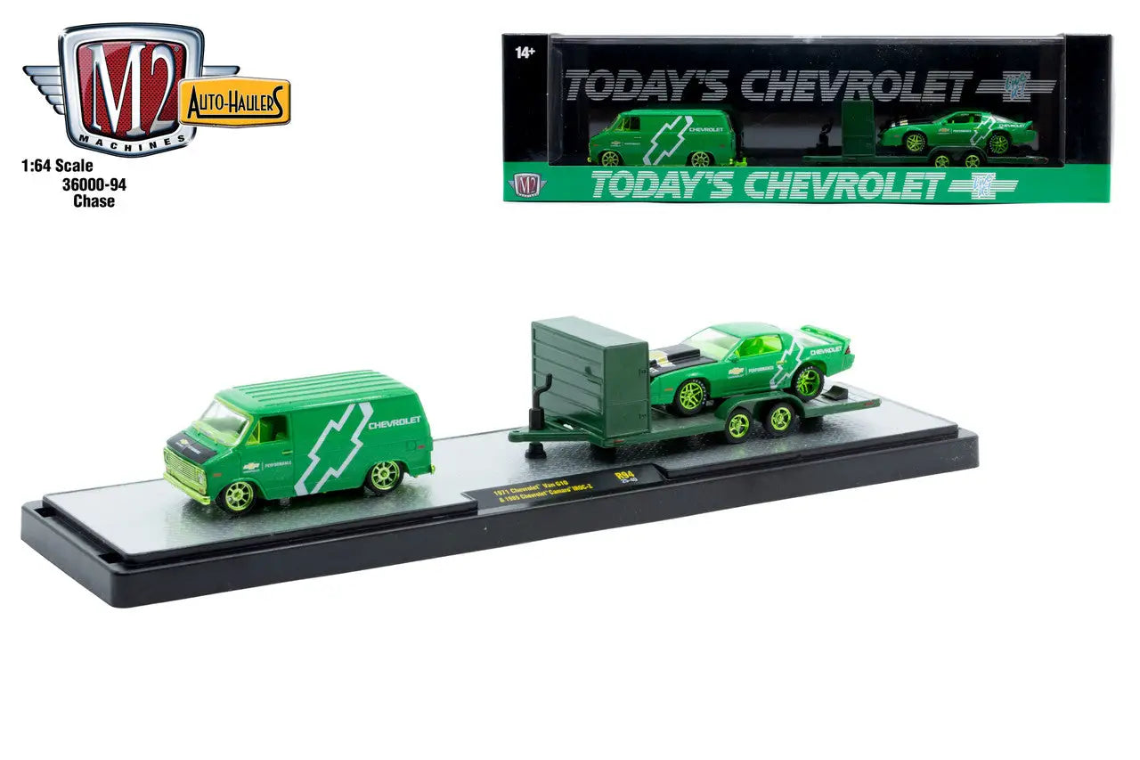 M2 Machines Auto Hauler 94 1971 Chevrolet Van G10 1985 Chevrolet Camaro CHASE - Collectibles