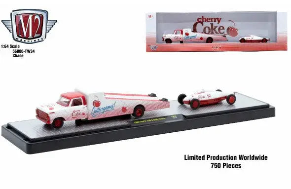 Limited edition M2 Machines Auto Hauler TW34 with Cherry Coke hauler and Belly Tanker Chase
