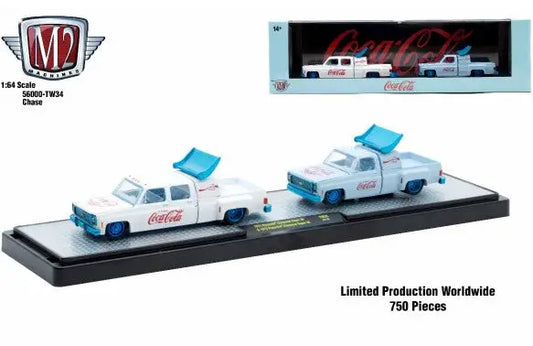 Coca-Cola themed toy trucks in M2 Machines Auto Hauler TW35 Cheyenne Super model