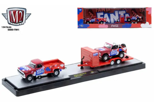 M2 Machines Auto Hauler TW41 1970 Ford F100 Custom 1966 Ford Bronco Fanta - Collectibles