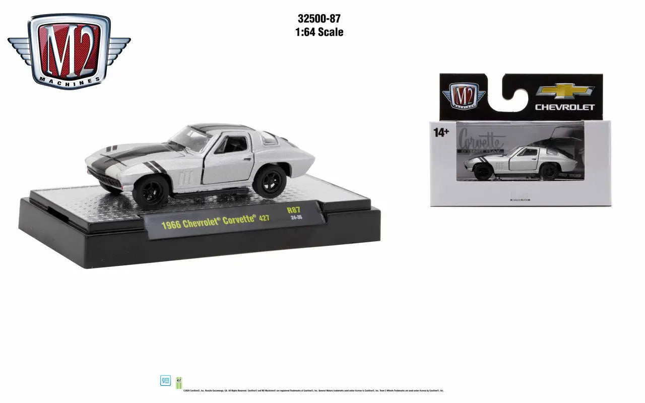 Die-cast model of a 1966 Chevrolet Corvette 427 from M2 Machines Auto Trucks Rel 87