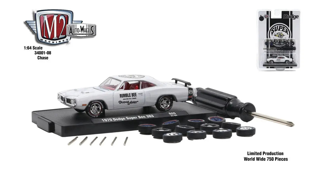 1970 Dodge Super Bee model car kit with interchangeable wheels and parts from M2 Machines