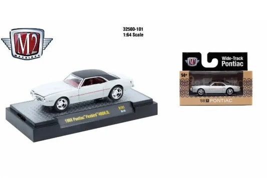 White 1968 Pontiac Firebird 400 H.O. diecast model car from M2 Machines AutoThentics Rel